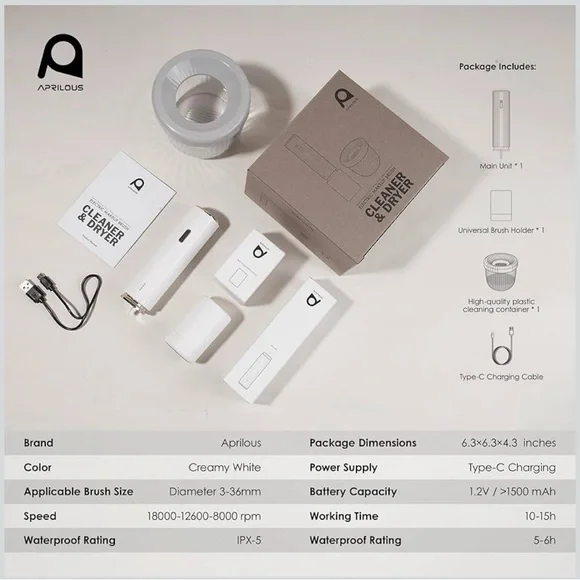 APRILOUS Electric Makeup Brush Cleaner Rechargeable Portable - Picture 2 of 5